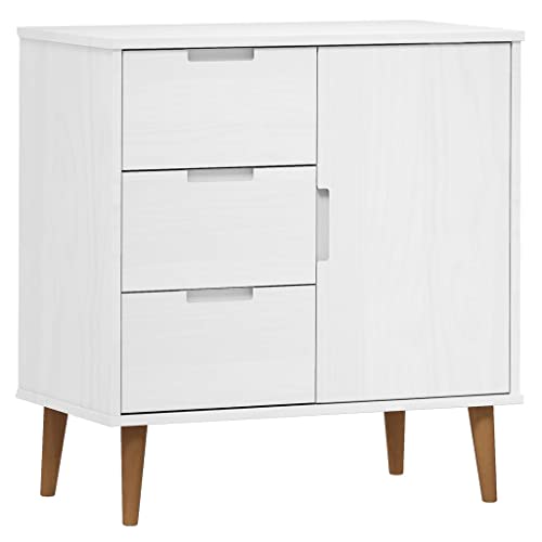 vidaXL Sideboard Schrank Anrichte Beistellschrank Kommode Mehrzweckschrank Standschrank Wohnzimmerschrank Weiß 76,5x40x80cm Massivholz Kiefer