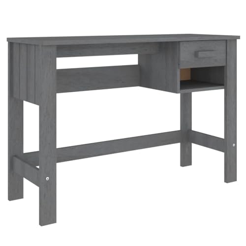 Schreibtisch HAMAR Dunkelgrau 110x40x75 cm Massivholz Kiefer,jiangboyue-340458