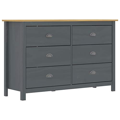 JUNZAI Sideboard, Kommode Schlafzimmer, Schlafzimmer Möbel, Esszimmer Schrank, Komodenschrank, Büromöbel, Buffetschrank, Hill Grau 125x40x80 cm Massivholz Kiefer