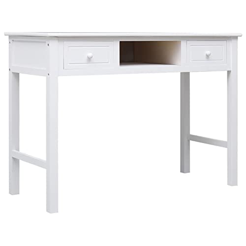 ShGaxin Schreibtisch Weiß 108x45x76 cm Massivholz Paulownia, Gaming Tisch, Computertisch, Computer Desk, Office Table, Bürotisch, Arbeitstisch, Nähtisch, Pc Tisch - 338537