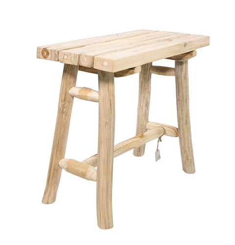 mgc24 Teakholz-Hocker - Stabiler 4-Bein Blumenständer aus Massivholz, handgefertigt aus Echtholz, vielseitig & pflegeleicht, vormontiert - Perfekt für Wohnzimmer, Garten, Deko - 40,5 x 20,5 x 38,5 cm