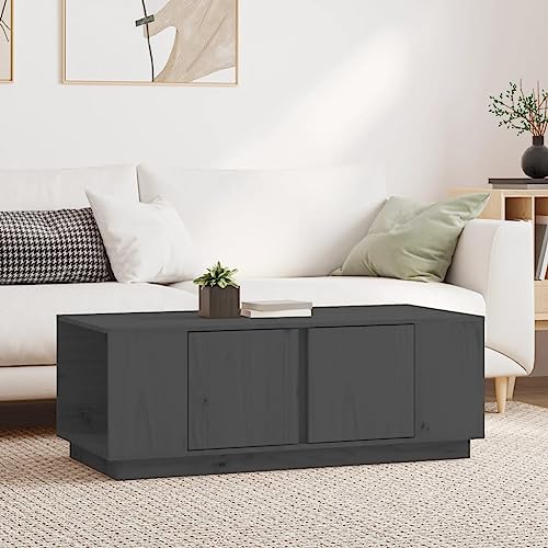 WEMYUFURN Couchtisch Grau 110x50x40 cm Massivholz Kiefer, Couchtisch, Wohnzimmertisch, Beistelltisch - für Wohnzimmer und Büro - Mittelpunkt für Ihr Zuhause