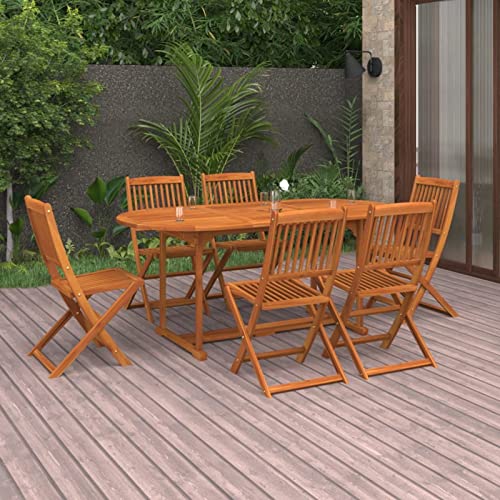 Chaduof 7-TLG. Garten-Essgruppe Massivholz Akazie, Esstisch Mit Stühlen Set, Gartenmöbel Sitzgruppe, Balkon Möbel, Gartenlounge Set, Terrassenmöbel, Balkonmöbel Set - 3086972