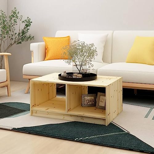 WEMYUFURN Couchtisch 75x50x33,5 cm Massivholz Tanne, Couchtisch, Wohnzimmertisch, Beistelltisch - für Wohnzimmer und Büro - Mittelpunkt für Ihr Zuhause