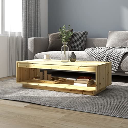 WEMYUFURN Couchtisch 110x50x33,5 cm Tanne Massivholz, Couchtisch, Wohnzimmertisch, Beistelltisch - für Wohnzimmer und Büro - Mittelpunkt für Ihr Zuhause