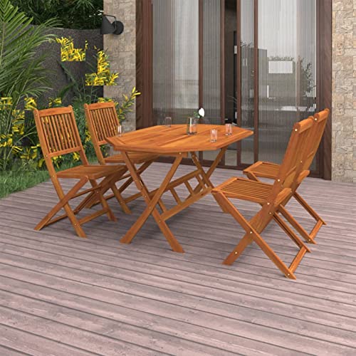 Chaduof 5-TLG. Garten-Essgruppe Massivholz Akazie, Esstisch Mit Stühlen Set, Gartenmöbel Sitzgruppe, Balkon Möbel, Gartenlounge Set, Terrassenmöbel, Balkonmöbel Set - 3086998