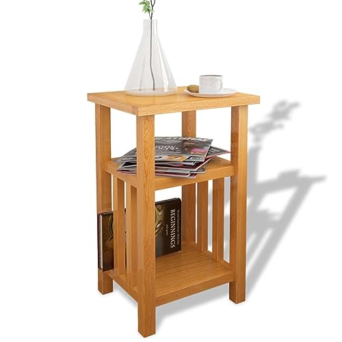 ARKEM Beistelltisch mit Zeitungsablage 27x35x55 cm Beistelltisch Sofa Side Table Living Room Beistelltisch Hoch Console Table Beitisch Massivholz Eiche