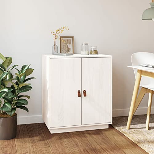 ZEYUAN Sideboard, Schlafzimmer Kommode, Komodenschrank, Küchenschrank, Commode, Flurkommode, Schlafzimmerkommode, Schrank, Weiß 65,5x40x75 cm Massivholz Kiefer