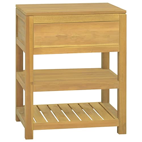 JUNZAI Badschrank, Kommode, Badezimmer Möbel, Badzimmer Schrank, Aufbewahrungsschrank, Schrank, 60x45x75 cm Massivholz Teak