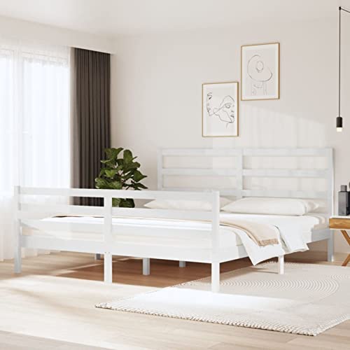 GuyAna Massivholzbett Bettgestell Bed Frame Bett Mit Bettkasten Hausbett Bett Massivholz Weiß Kiefer 180x200 cm 3105022