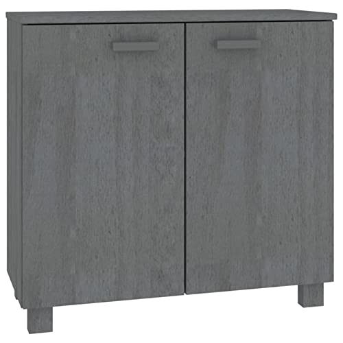 Bounv Sideboard Beistellschrank Largeschränke Dielenschrank Highboard für Wohnzimmer Schlafzimmer Esszimmer Flur Dunkelgrau 85x35x80 cm Massivholz Kiefer