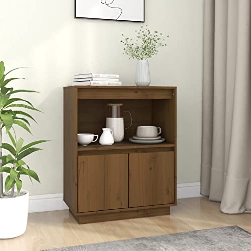 FIRBNUS Aufbewahrungsschrank 60x34x75 cm Bücherschranks Beistellschrank Beistelltisch Badezimmerschrank Lagerschrank Kommode Honigbraun Sideboard Wohnzimmer TV Schrank Massivholz Kiefer