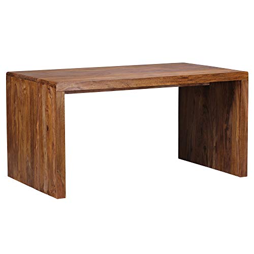 FineBuy Schreibtisch Massiv-Holz Sheesham 160 cm Computertisch Echtholz Design Ablage Büro-Tisch Landhaus-Stil Natur-Produkt Büro-Möbel dunkel-braun Modern Büroeinrichtung rechteckig 76 cm hoch