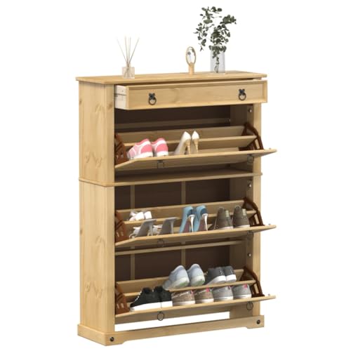 Homgoday Schuhaufbewahrung Schuh Organizer Organizer Viel Stauraum Flur Schlafzimmer Eingang Corona 99x32x138 cm Kiefer