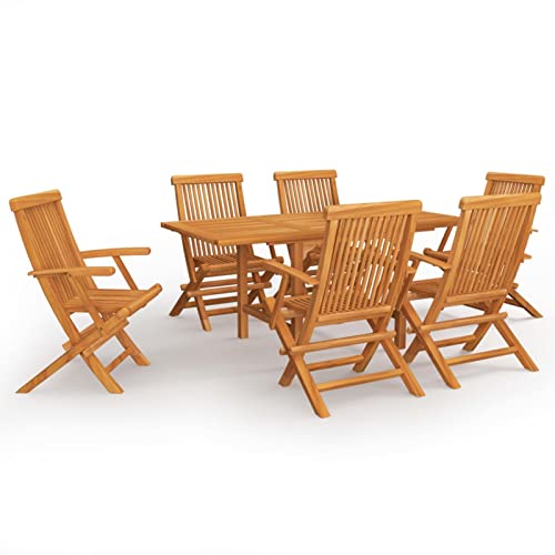 Chaduof 7-TLG. Garten-Essgruppe Massivholz Teak, Esstisch Mit Stühlen Set, Gartenmöbel Sitzgruppe, Balkon Möbel, Gartenlounge Set, Terrassenmöbel, Balkonmöbel Set - 3059596