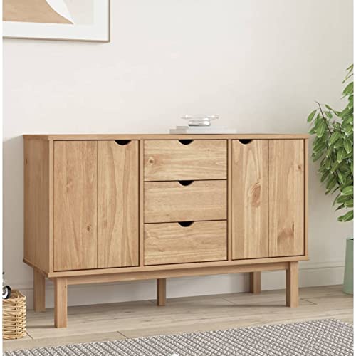 MOONAIRY Sideboard, Schlafzimmer Kommode, Komodenschrank, Küchenschrank, Commode, Flurkommode, Schrank, Schlafzimmerkommode, 113,5x43x73 cm Massivholz Kiefer