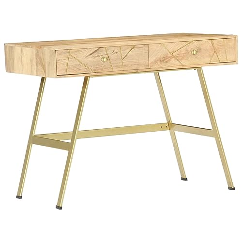 ShGaxin Schreibtisch mit Schubladen 100×55×75 cm Massivholz Mango, Gaming Tisch, Computertisch, Computer Desk, Office Table, Bürotisch, Arbeitstisch, Nähtisch, Pc Tisch