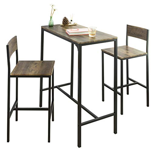 SoBuy OGT03-XL Bartisch Set 3-teilig Esstisch Bistrotisch Balkonmöbel Bistromöbe