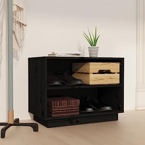 Schuhschrank Schwarz,Freistehende Schränk,Schlafzimmer Schrank,Dielenschrank,Ein gangs-Schuhschrank,Mehrzw eckschrank,für Flur,Bad,Wohnzimmer,Einga ngstür,Wohnzimmer,60x34x 45 cm Massivholz Kiefer