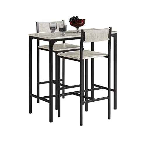 SoBuy OGT03-HG Bartisch Set 3-teilig Esstisch Bistrotisch Balkonmöbel Bistromöbel