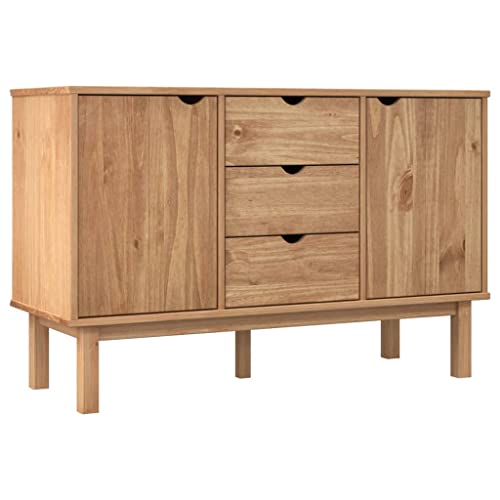 vidaXL Sideboard Schrank Anrichte Beistellschrank Kommode Mehrzweckschrank Standschrank Wohnzimmerschrank 113,5x43x73cm Massivholz Kiefer